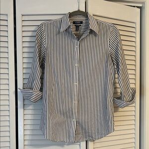 Chaps Navy and White Striped Casual Shirt